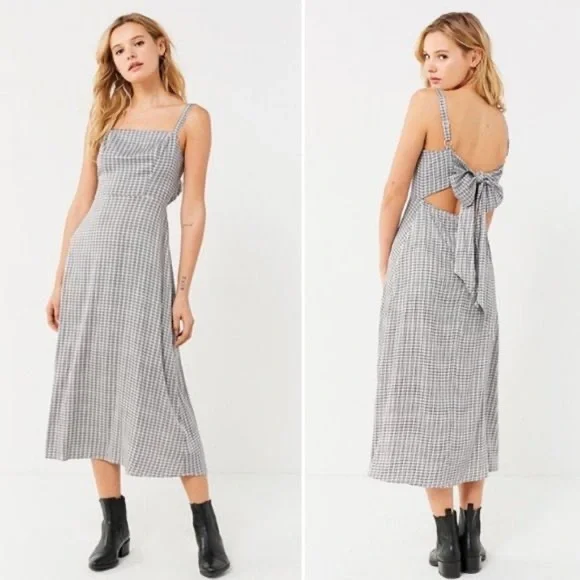 urban outfitters gingham midi dress Glamorous Cutout Gingham Midi Dress